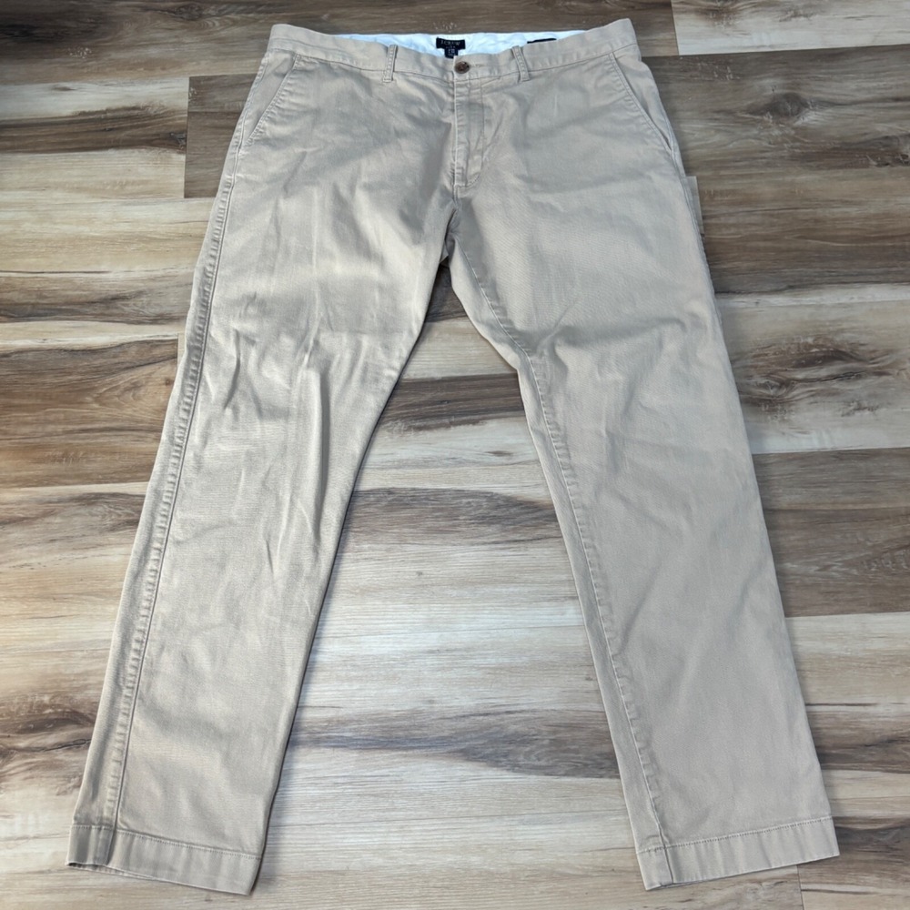 J.Crew Flex Chino Pants 36x32 Slim Fit Khaki Tan Cotton Stretch Casual